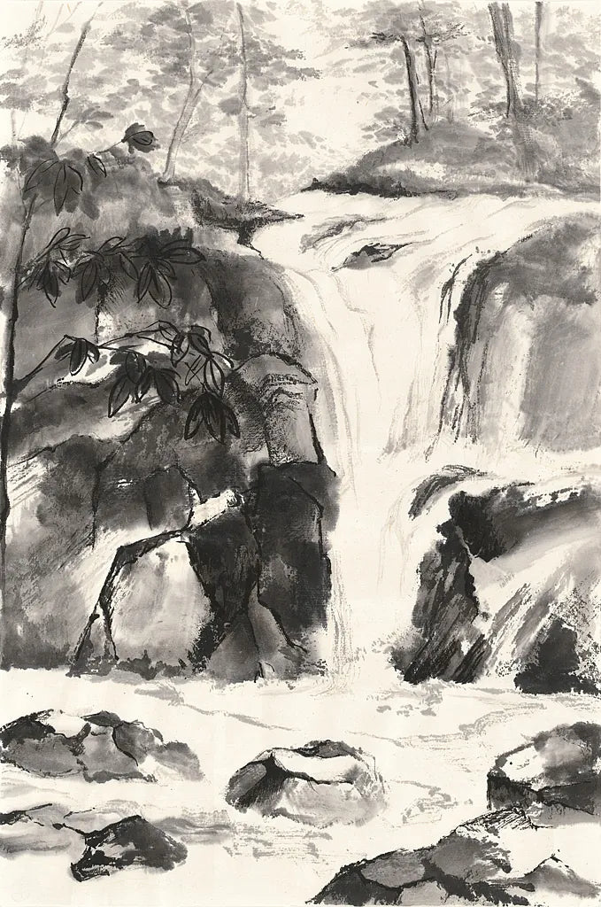 Sumi Waterfall IV by Chris Paschke. SKU 24321h. Archival Giclee Fine art print for wall decor.