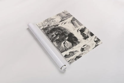 Sumi Waterfall IV by Chris Paschke. shown as a rolled paper print. Available as archival giclee rolled canvas, fine art paper, or poster print. SKU 24321h.