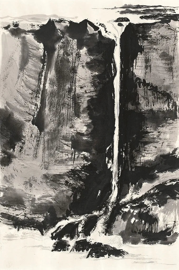 Sumi Waterfall View III by Chris Paschke. SKU 24326h. Archival Giclee Fine art print for wall decor.