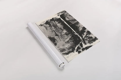 Sumi Waterfall View III by Chris Paschke. shown as a rolled paper print. Available as archival giclee rolled canvas, fine art paper, or poster print. SKU 24326h.