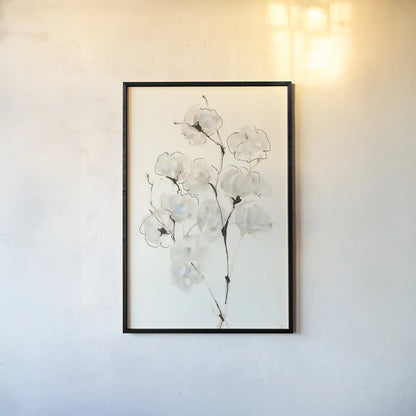 Summer Cotton IV by Chris Paschke. shown as a paper print in a black flame. Available as a archival giclee rolled canvas, fine art paper, or poster print. SKU 55058h.