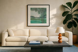 Summer Nights by Chris Paschke. Displayed in a glass frame with matte in a clean modern living room. Available as an archival giclee rolled canvas, fine art paper, or poster print. SKU 23957a.