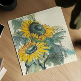 Sunflower I by Chris Paschke. Shown as a detailed flat fine art print, highlighting archival giclee quality. Available as an archival giclee rolled canvas, fine art paper, or poster print. SKU 44520a.