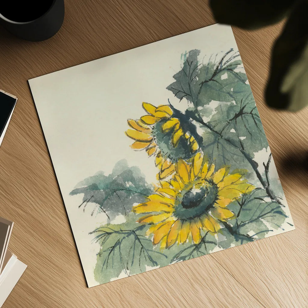 Sunflower II by Chris Paschke. Shown as a detailed flat fine art print, highlighting archival giclee quality. Available as an archival giclee rolled canvas, fine art paper, or poster print. SKU 44521a.