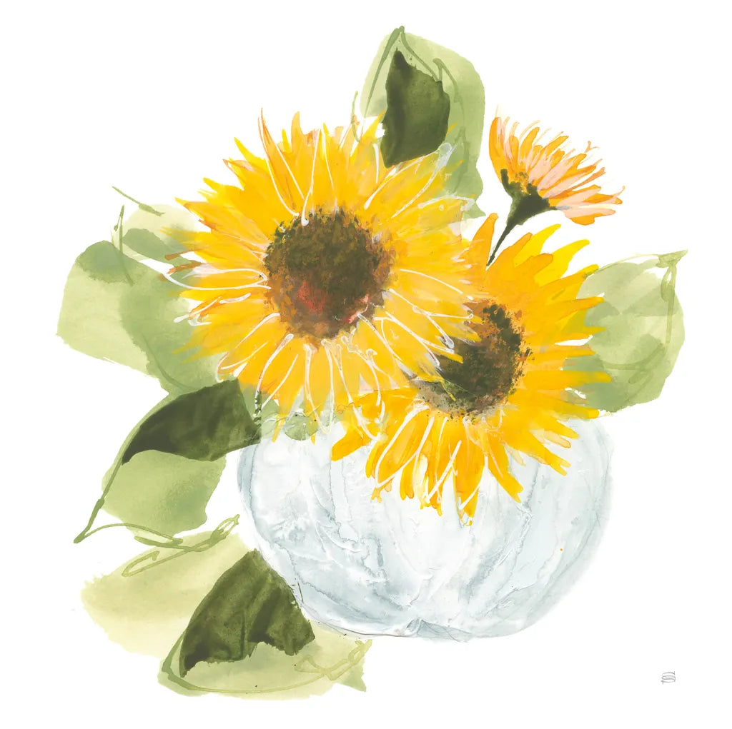Sunflower Pumpkin Bouquet by Chris Paschke. SKU 81871a. Archival Giclee Fine art print for wall decor.