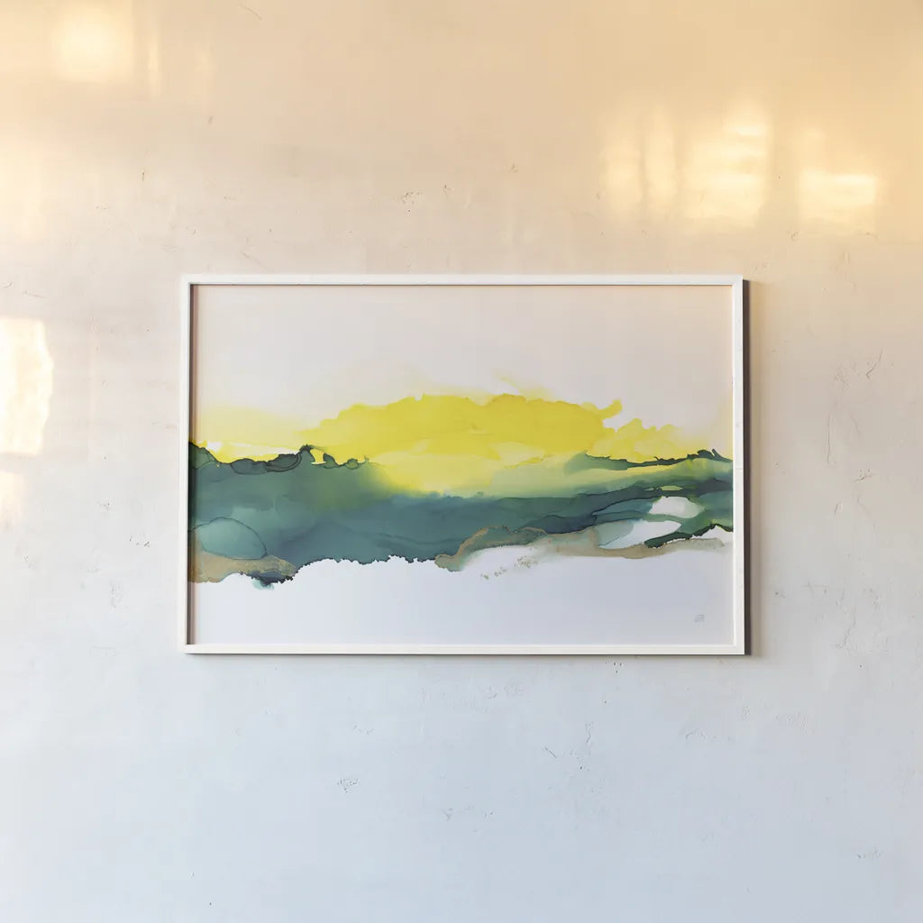 Sunrise by Chris Paschke. shown as a paper print in a white frame. Available as a archival giclee rolled canvas, fine art paper, or poster print. SKU 65430i.