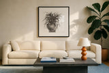Sunroom Sketch I by Chris Paschke. Displayed in a glass frame with matte in a clean modern living room. Available as an archival giclee rolled canvas, fine art paper, or poster print. SKU 85520a.
