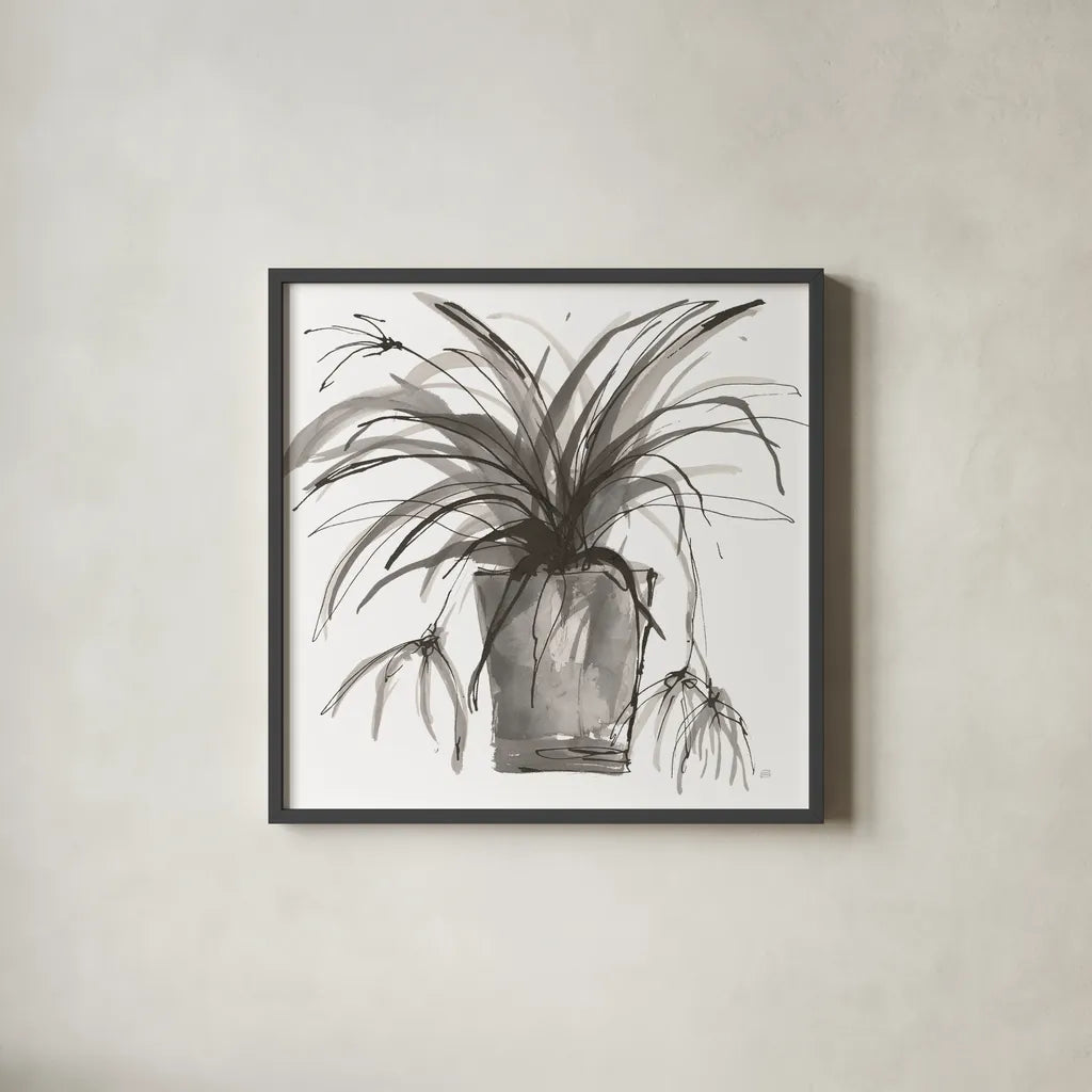 Sunroom Sketch II by Chris Paschke. Shown in a sleek black glass frame for a contemporary gallery look. Available as an archival giclee rolled canvas, fine art paper, or poster print. SKU 85521a.