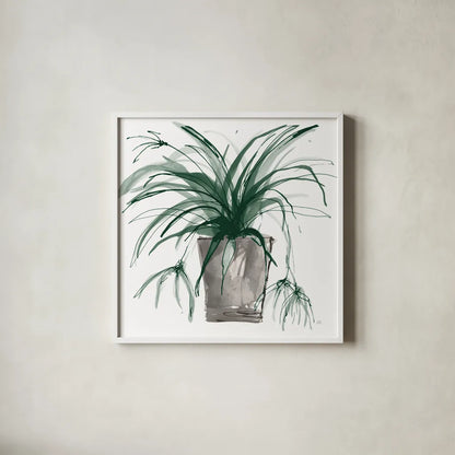 Sunroom Sketch II Green by Chris Paschke. Shown in a crisp white glass frame for a clean and minimalist style. Available as an archival giclee rolled canvas, fine art paper, or poster print. SKU 86011a.