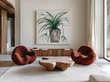 Sunroom Sketch II Green by Chris Paschke. Shown as extra-large giant wall art in a modern living room. Available as an archival giclee rolled canvas, fine art paper, or poster print. SKU 86011a.