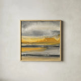 Sunset Surf by Chris Paschke. Shown in a natural wood glass frame for a timeless modern aesthetic. Available as an archival giclee rolled canvas, fine art paper, or poster print. SKU 38548a.