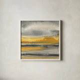 Sunset Surf by Chris Paschke. Shown in a crisp white glass frame for a clean and minimalist style. Available as an archival giclee rolled canvas, fine art paper, or poster print. SKU 38548a.
