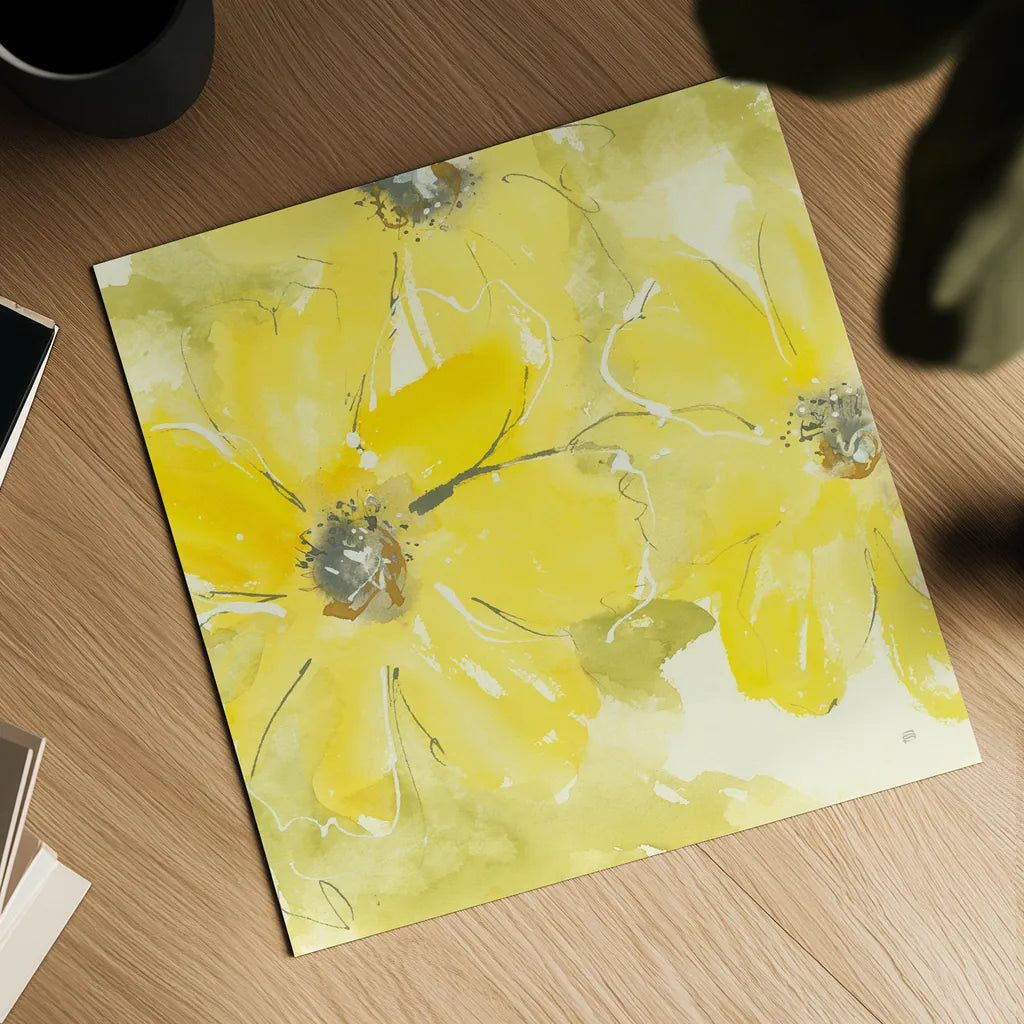 Sunshine Cosmos II by Chris Paschke. Shown as a detailed flat fine art print, highlighting archival giclee quality. Available as an archival giclee rolled canvas, fine art paper, or poster print. SKU 48035a.