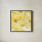 Sunshine Cosmos II v2 by Chris Paschke. Shown in a sleek black glass frame for a contemporary gallery look. Available as an archival giclee rolled canvas, fine art paper, or poster print. SKU 54246a.