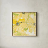 Sunshine Cosmos II v2 by Chris Paschke. Shown in a natural wood glass frame for a timeless modern aesthetic. Available as an archival giclee rolled canvas, fine art paper, or poster print. SKU 54246a.