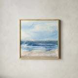 Surf and Sails by Chris Paschke. Shown in a natural wood glass frame for a timeless modern aesthetic. Available as an archival giclee rolled canvas, fine art paper, or poster print. SKU 46891a.