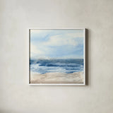 Surf and Sails by Chris Paschke. Shown in a crisp white glass frame for a clean and minimalist style. Available as an archival giclee rolled canvas, fine art paper, or poster print. SKU 46891a.