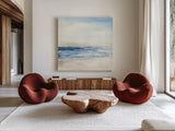 Surf and Sand by Chris Paschke. Shown as extra-large giant wall art in a modern living room. Available as an archival giclee rolled canvas, fine art paper, or poster print. SKU 46892a.