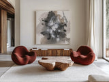 Sustained Abstraction II by Chris Paschke. Shown as extra-large giant wall art in a modern living room. Available as an archival giclee rolled canvas, fine art paper, or poster print. SKU 94787a.