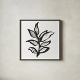 Sustained Leaves I by Chris Paschke. Shown in a sleek black glass frame for a contemporary gallery look. Available as an archival giclee rolled canvas, fine art paper, or poster print. SKU 92769a.