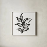 Sustained Leaves I by Chris Paschke. Shown in a crisp white glass frame for a clean and minimalist style. Available as an archival giclee rolled canvas, fine art paper, or poster print. SKU 92769a.