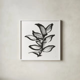 Sustained Leaves II by Chris Paschke. Shown in a crisp white glass frame for a clean and minimalist style. Available as an archival giclee rolled canvas, fine art paper, or poster print. SKU 92770a.