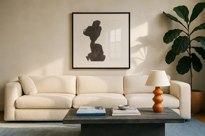 Swash I by Chris Paschke. Displayed in a glass frame with matte in a clean modern living room. Available as an archival giclee rolled canvas, fine art paper, or poster print. SKU 66216a.