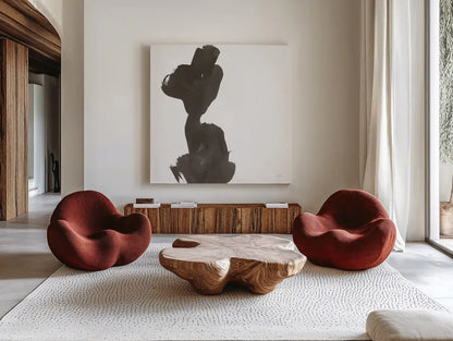 Swash I by Chris Paschke. Shown as extra-large giant wall art in a modern living room. Available as an archival giclee rolled canvas, fine art paper, or poster print. SKU 66216a.