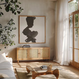 Swash II by Chris Paschke. Shown in a natural wood frame in a cozy modern living room. Available as an archival giclee rolled canvas, fine art paper, or poster print. SKU 66217a.