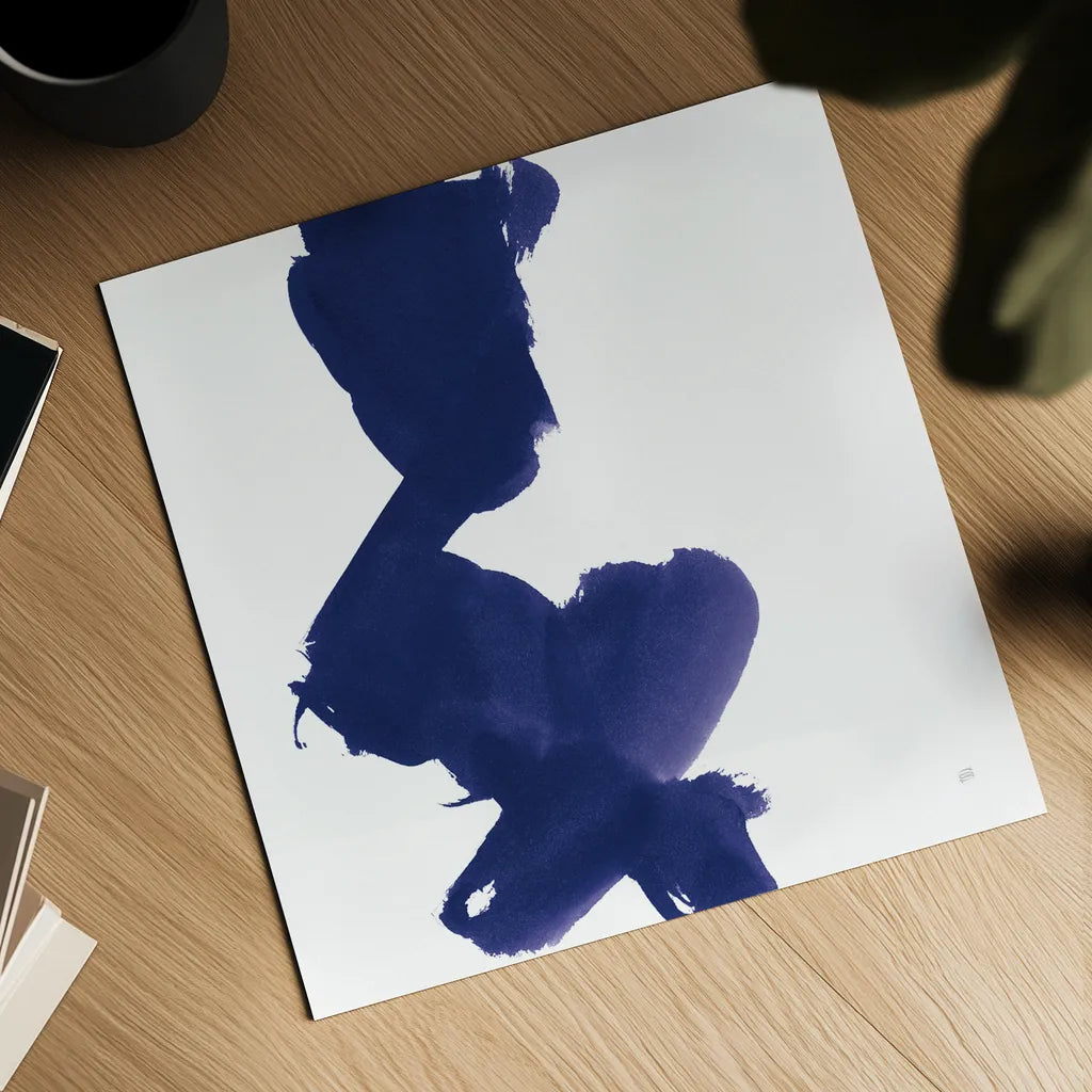 Swash II Indigo by Chris Paschke. Shown as a detailed flat fine art print, highlighting archival giclee quality. Available as an archival giclee rolled canvas, fine art paper, or poster print. SKU 68773a.