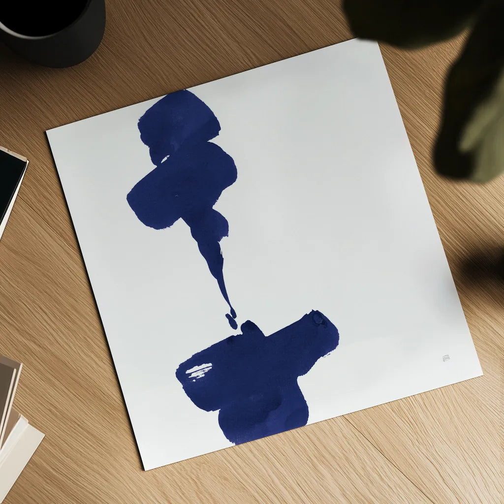 Swash III Indigo by Chris Paschke. Shown as a detailed flat fine art print, highlighting archival giclee quality. Available as an archival giclee rolled canvas, fine art paper, or poster print. SKU 68774a.