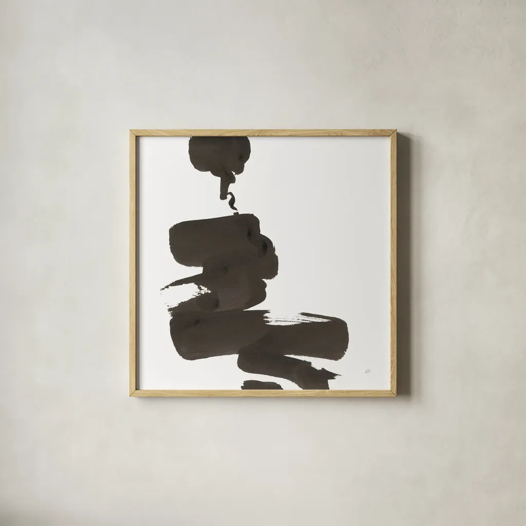 Swash IV by Chris Paschke. Shown in a natural wood glass frame for a timeless modern aesthetic. Available as an archival giclee rolled canvas, fine art paper, or poster print. SKU 66219a.