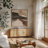 Tactile Inspiration II by Chris Paschke. Shown in a natural wood frame in a cozy modern living room. Available as an archival giclee rolled canvas, fine art paper, or poster print. SKU 86086a.