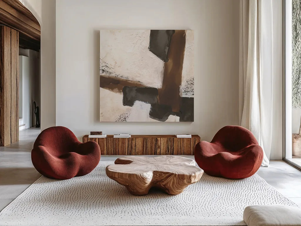 Tactile Inspiration III by Chris Paschke. Shown as extra-large giant wall art in a modern living room. Available as an archival giclee rolled canvas, fine art paper, or poster print. SKU 86087a.