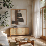 Tactile Inspiration IV by Chris Paschke. Shown in a natural wood frame in a cozy modern living room. Available as an archival giclee rolled canvas, fine art paper, or poster print. SKU 86088a.