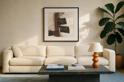 Tactile Inspiration IV by Chris Paschke. Displayed in a glass frame with matte in a clean modern living room. Available as an archival giclee rolled canvas, fine art paper, or poster print. SKU 86088a.