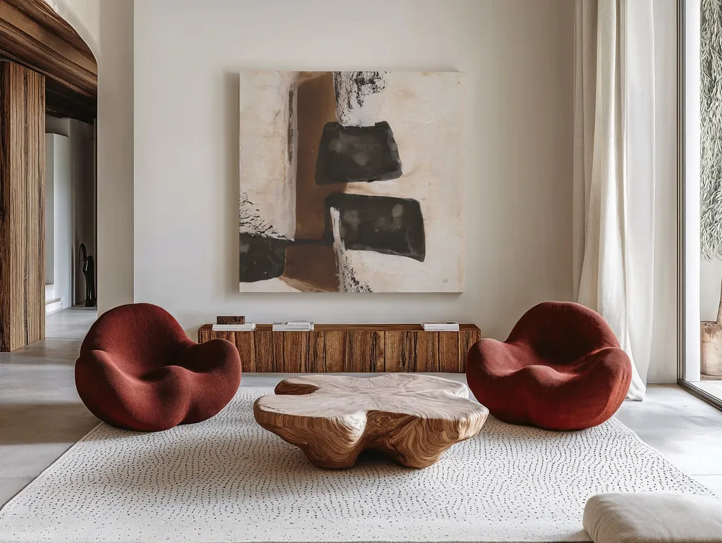 Tactile Inspiration IV by Chris Paschke. Shown as extra-large giant wall art in a modern living room. Available as an archival giclee rolled canvas, fine art paper, or poster print. SKU 86088a.