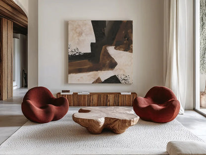 Tactile Inspiration VI by Chris Paschke. Shown as extra-large giant wall art in a modern living room. Available as an archival giclee rolled canvas, fine art paper, or poster print. SKU 86090a.