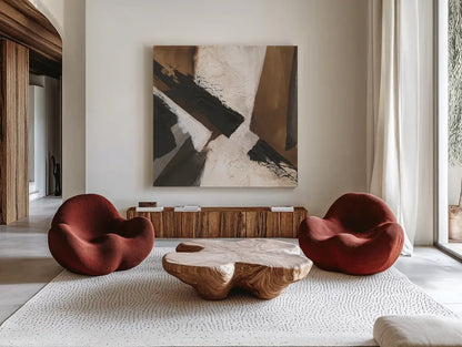 Tactile Inspiration VII by Chris Paschke. Shown as extra-large giant wall art in a modern living room. Available as an archival giclee rolled canvas, fine art paper, or poster print. SKU 86091a.