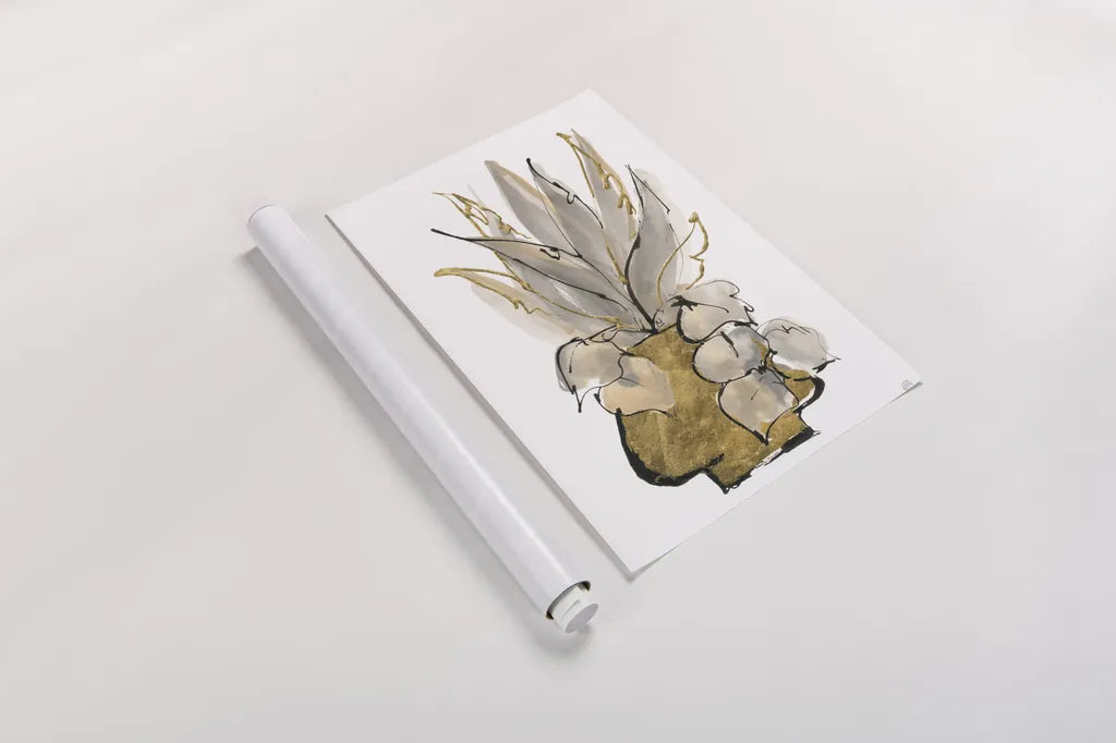 Tall Gilded Vase I by Chris Paschke. shown as a rolled paper print. Available as archival giclee rolled canvas, fine art paper, or poster print. SKU 74086h.