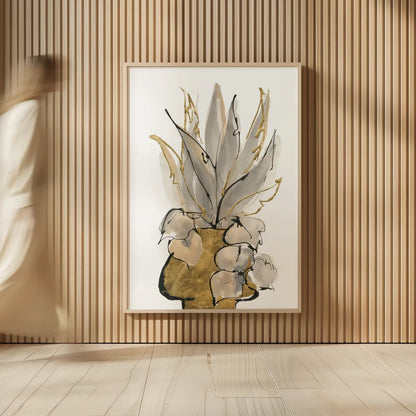 Tall Gilded Vase I by Chris Paschke. shown as over sized large wall art. Available as an archival giclee rolled canvas, fine art paper, or poster print. SKU 74086h.