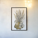 Tall Gilded Vase I by Chris Paschke. shown as a paper print in a black flame. Available as a archival giclee rolled canvas, fine art paper, or poster print. SKU 74086h.