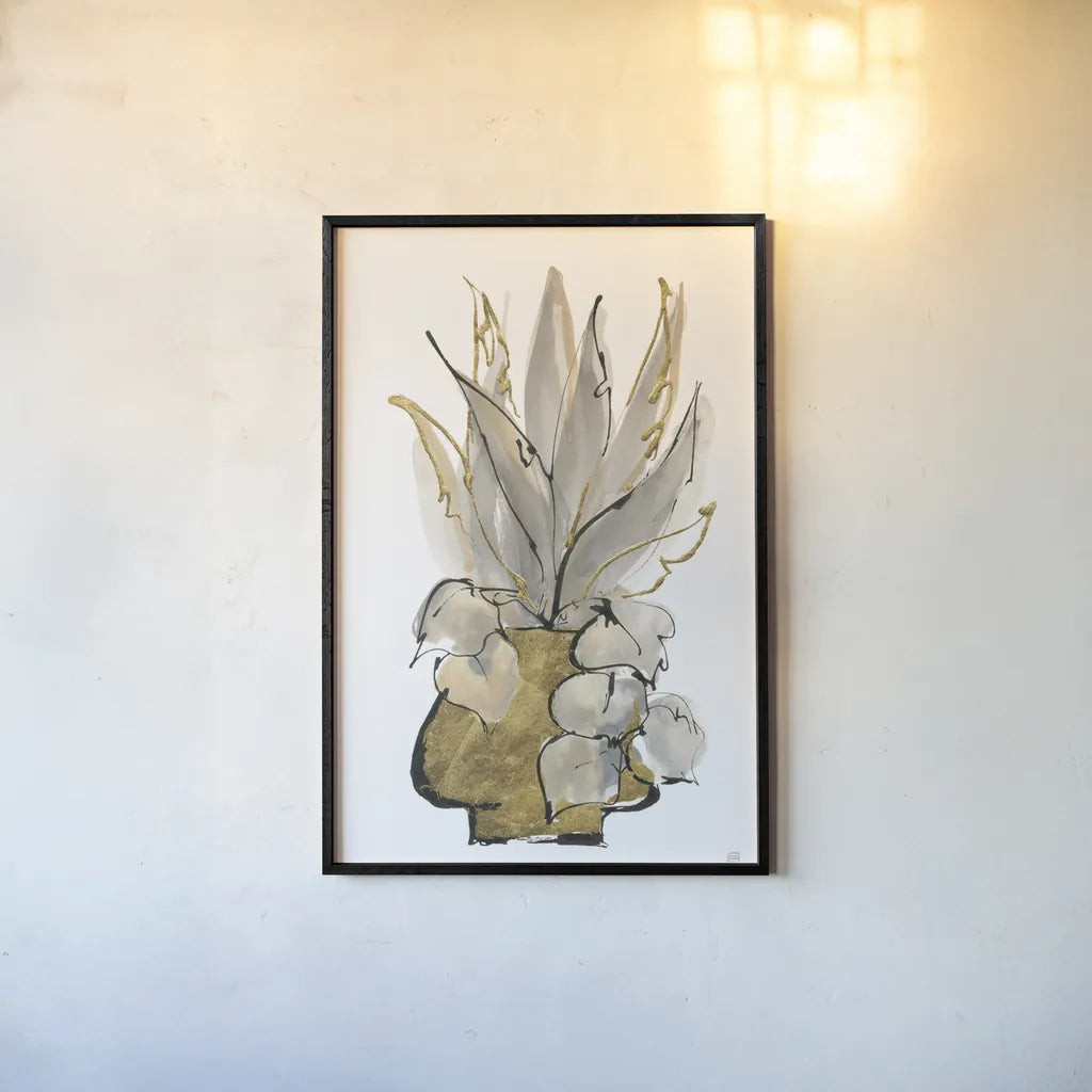 Tall Gilded Vase I by Chris Paschke. shown as a paper print in a black flame. Available as a archival giclee rolled canvas, fine art paper, or poster print. SKU 74086h.