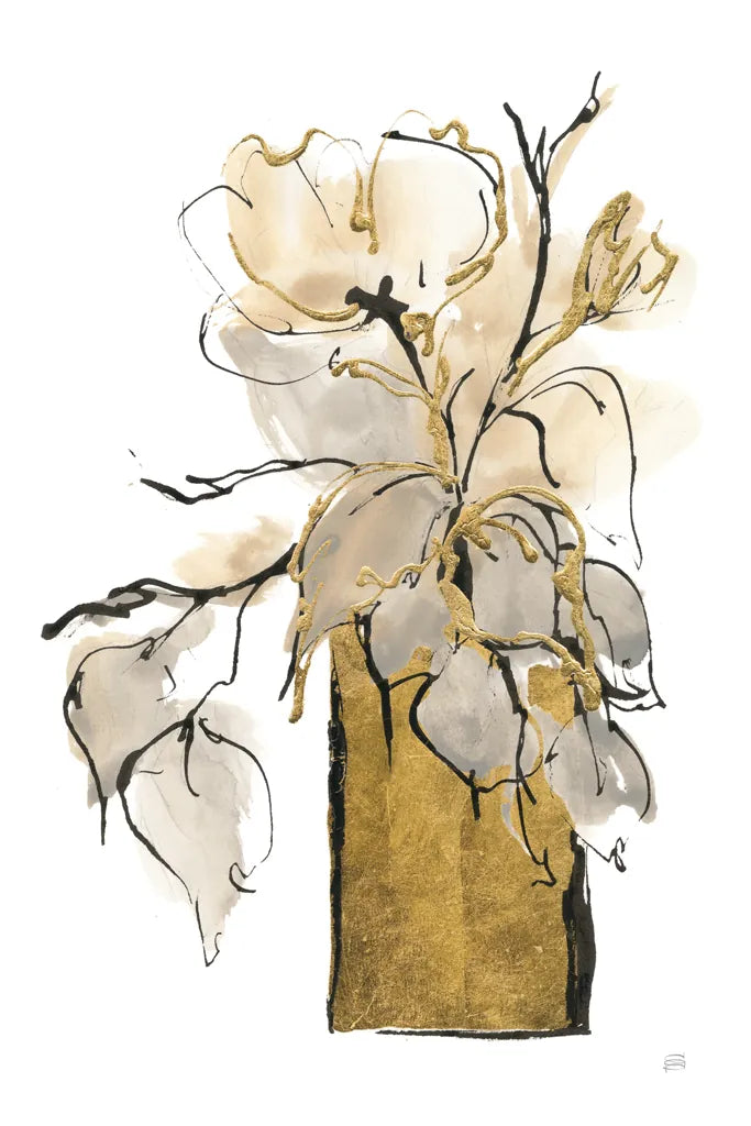 Tall Gilded Vase II by Chris Paschke. SKU 74087h. Archival Giclee Fine art print for wall decor.