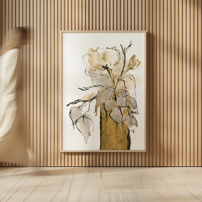 Tall Gilded Vase II by Chris Paschke. shown as over sized large wall art. Available as an archival giclee rolled canvas, fine art paper, or poster print. SKU 74087h.