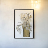 Tall Gilded Vase II by Chris Paschke. shown as a paper print in a black flame. Available as a archival giclee rolled canvas, fine art paper, or poster print. SKU 74087h.