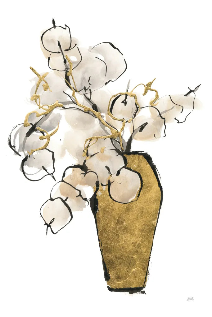 Tall Gilded Vase III by Chris Paschke. SKU 74088h. Archival Giclee Fine art print for wall decor.