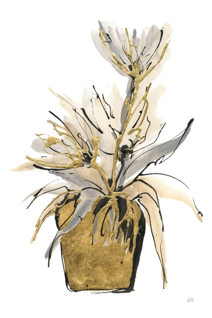 Tall Gilded Vase IV by Chris Paschke. SKU 74089h. Archival Giclee Fine art print for wall decor.