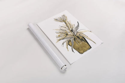 Tall Gilded Vase IV by Chris Paschke. shown as a rolled paper print. Available as archival giclee rolled canvas, fine art paper, or poster print. SKU 74089h.