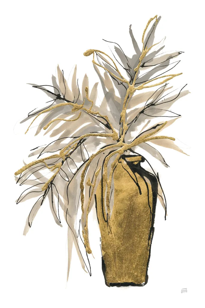 Tall Gilded Vase V by Chris Paschke. SKU 74090h. Archival Giclee Fine art print for wall decor.